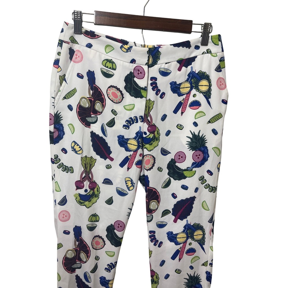 Opening Ceremony Fun Whimsical Print Ankle Trousers White Multicolor Size 2 NWT - Picture 2 of 11